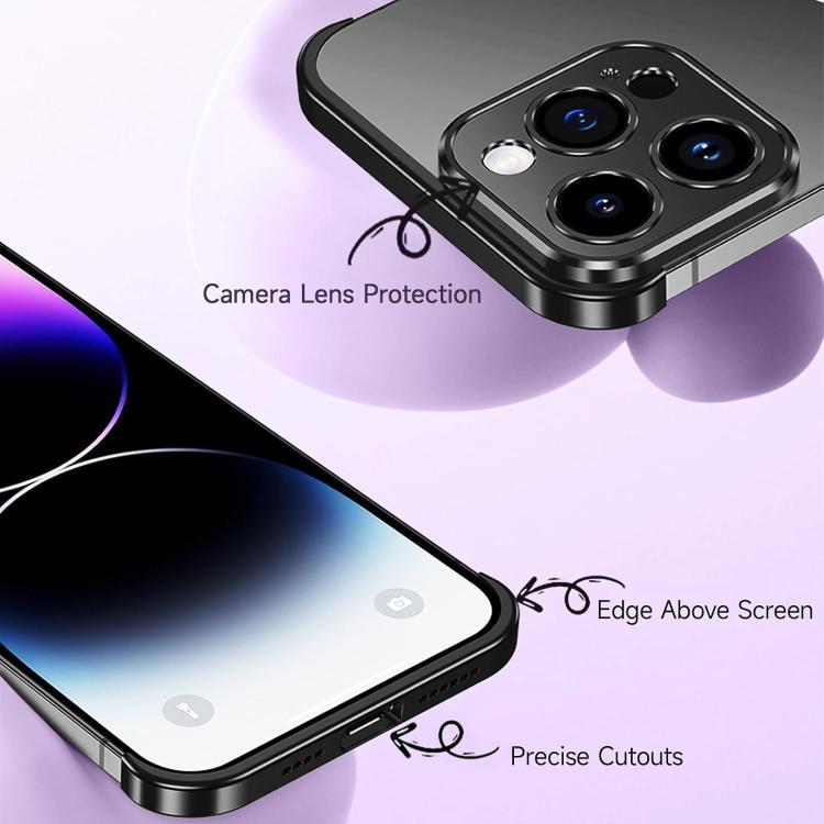 For iPhone 16 Plus Ultra-thin Frameless Titanium Alloy Four Corner Shockproof Phone Case