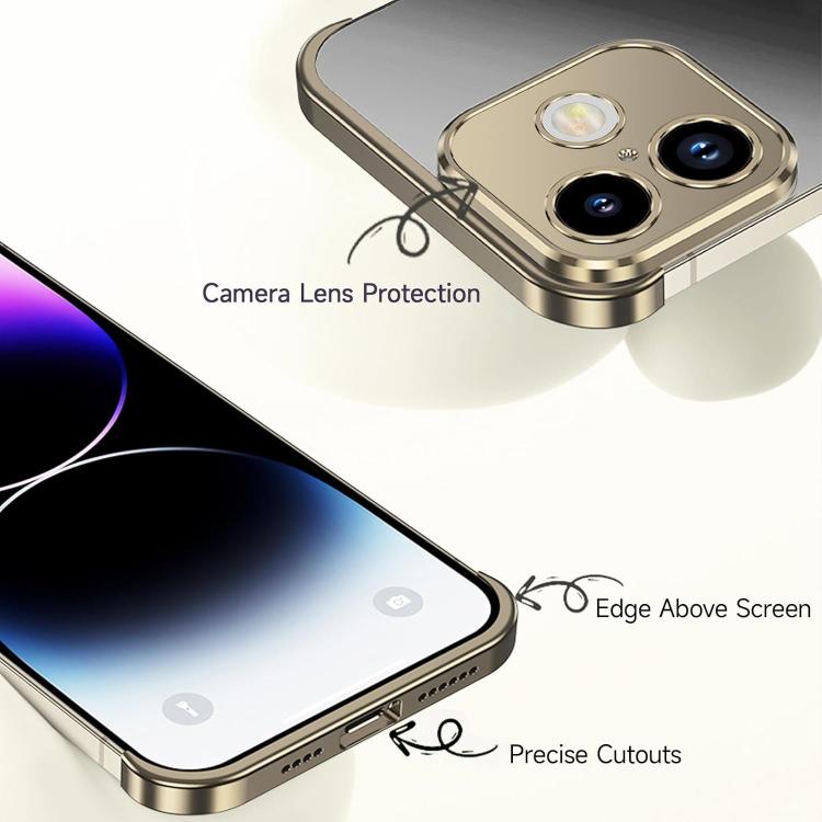 For iPhone 16 Plus Ultra-thin Frameless Titanium Alloy Four Corner Shockproof Phone Case
