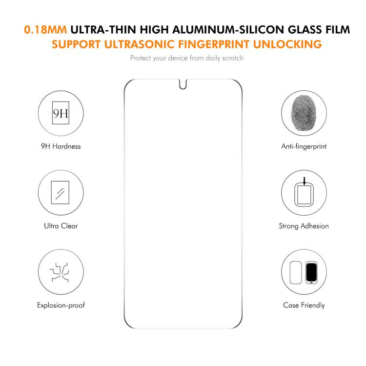 For Samsung Galaxy S26 5G ENKAY Liquid Silicone Soft Shockproof Phone Case with 0.18mm Ultrasonic Unlock Glass Film