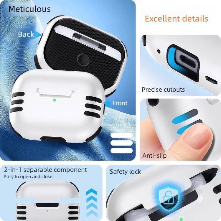 For AirPods Pro 2 Full Coverage Airbag Shockproof Protective Cover with Lanyard Ring