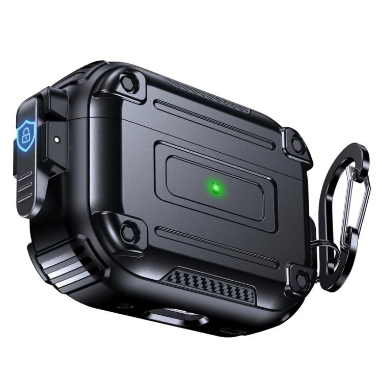 For AirPods Pro 2 Armor Carbon Fibre Safety Buckle Earphone Protective Cover with Carabiner