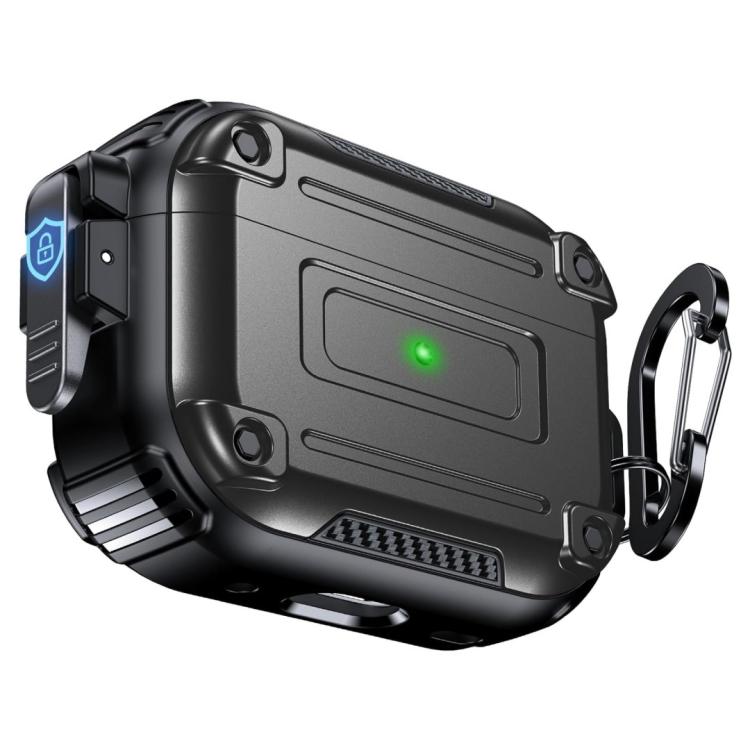 For AirPods Pro 2 Armor Carbon Fibre Safety Buckle Earphone Protective Cover with Carabiner