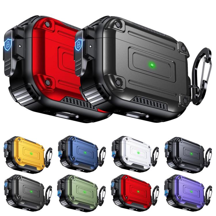 For AirPods Pro 2 Armor Carbon Fibre Safety Buckle Earphone Protective Cover with Carabiner