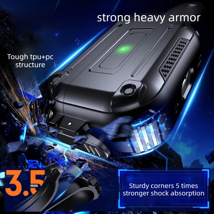 For AirPods Pro 2 Armor Carbon Fibre Safety Buckle Earphone Protective Cover with Carabiner
