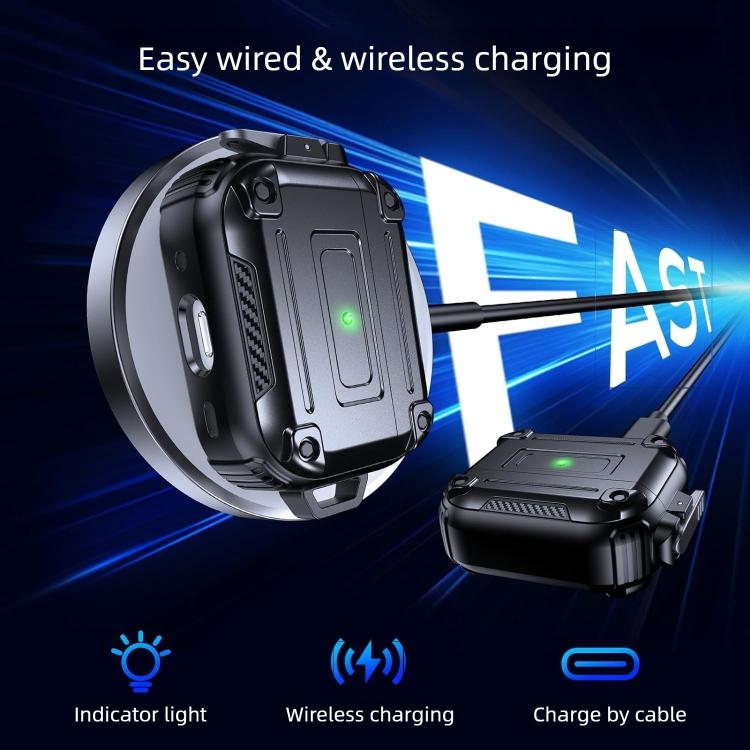 For AirPods Pro 2 Armor Carbon Fibre Safety Buckle Earphone Protective Cover with Carabiner