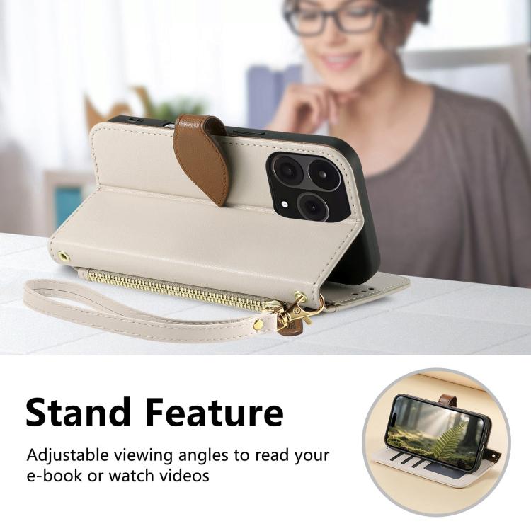 For  Oneplus 15 Leaf Buckle Zipper Wallet Leather Phone Case with Strap