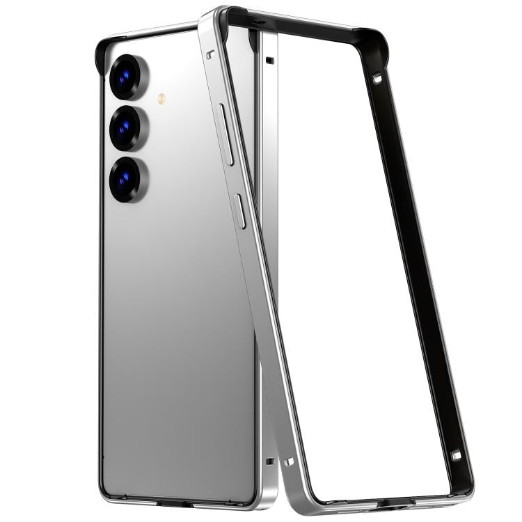 For Samsung Galaxy S25 5G Metal Hybrid Silicone Four-Corner Shockproof Cooling Phone Frame Case
