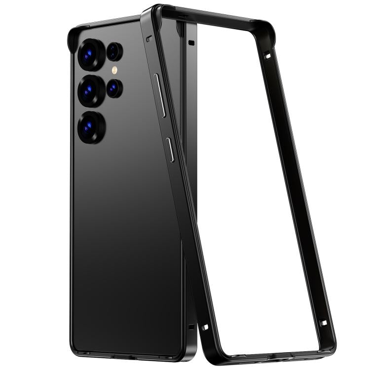 For Samsung Galaxy S25 Ultra 5G Metal Hybrid Silicone Four-Corner Shockproof Cooling Phone Frame Case