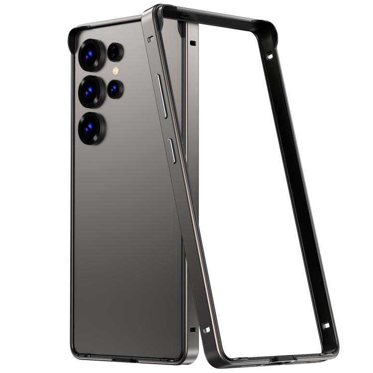 For Samsung Galaxy S25 Ultra 5G Metal Hybrid Silicone Four-Corner Shockproof Cooling Phone Frame Case