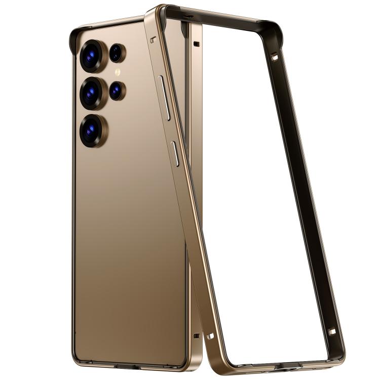 For Samsung Galaxy S25 Ultra 5G Metal Hybrid Silicone Four-Corner Shockproof Cooling Phone Frame Case