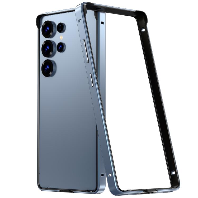 For Samsung Galaxy S25 Ultra 5G Metal Hybrid Silicone Four-Corner Shockproof Cooling Phone Frame Case