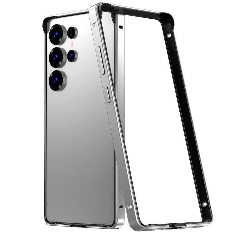 For Samsung Galaxy S25 Ultra 5G Metal Hybrid Silicone Four-Corner Shockproof Cooling Phone Frame Case