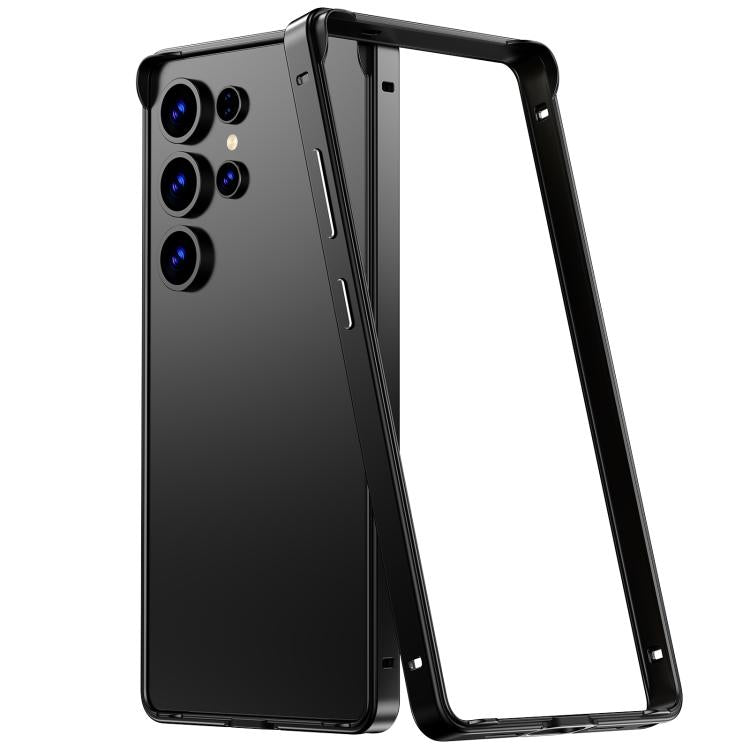 For Samsung Galaxy S24 Ultra 5G Metal Hybrid Silicone Four-Corner Shockproof Cooling Phone Frame Case