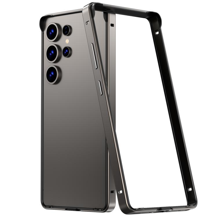 For Samsung Galaxy S24 Ultra 5G Metal Hybrid Silicone Four-Corner Shockproof Cooling Phone Frame Case