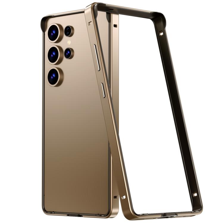For Samsung Galaxy S24 Ultra 5G Metal Hybrid Silicone Four-Corner Shockproof Cooling Phone Frame Case