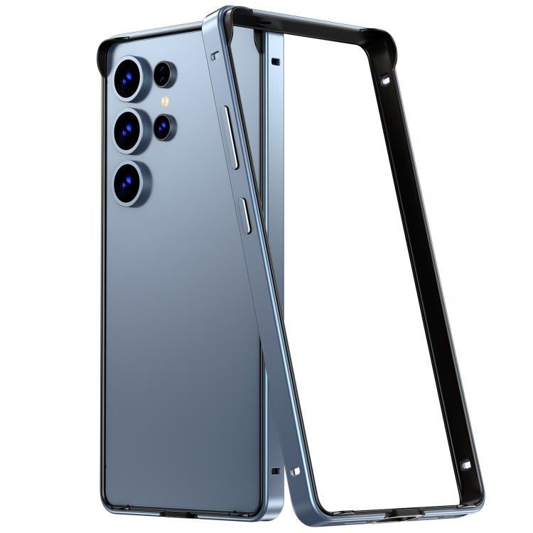 For Samsung Galaxy S24 Ultra 5G Metal Hybrid Silicone Four-Corner Shockproof Cooling Phone Frame Case