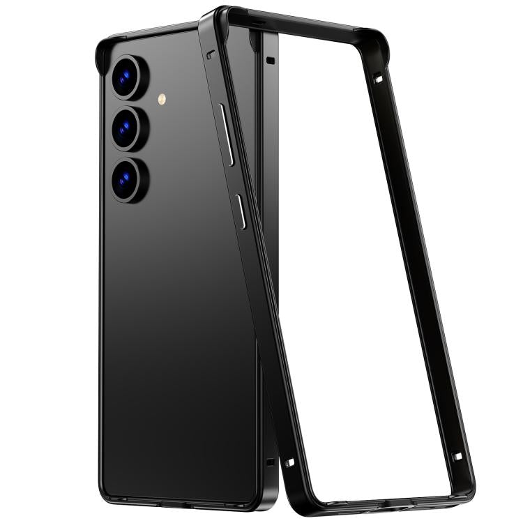 For Samsung Galaxy S24+ 5G Metal Hybrid Silicone Four-Corner Shockproof Cooling Phone Frame Case