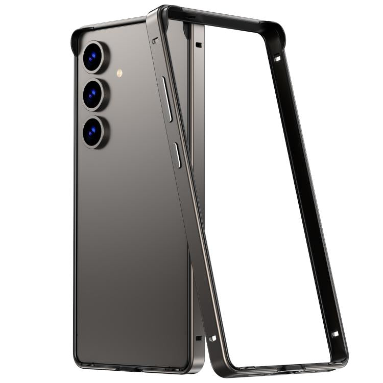 For Samsung Galaxy S24+ 5G Metal Hybrid Silicone Four-Corner Shockproof Cooling Phone Frame Case