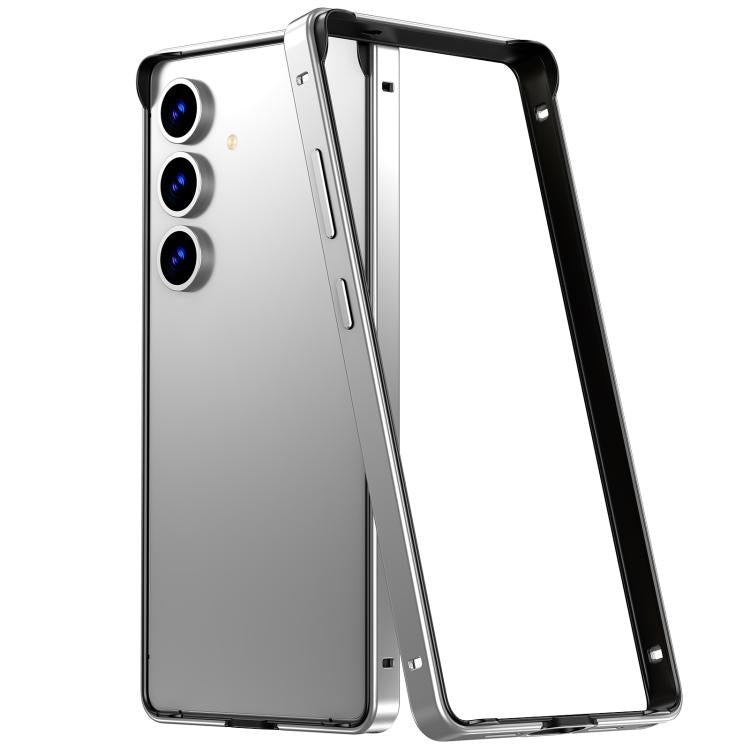 For Samsung Galaxy S24+ 5G Metal Hybrid Silicone Four-Corner Shockproof Cooling Phone Frame Case