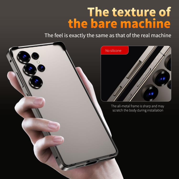 For Samsung Galaxy S24 Ultra 5G Metal Hybrid Silicone Four-Corner Shockproof Cooling Phone Frame Case