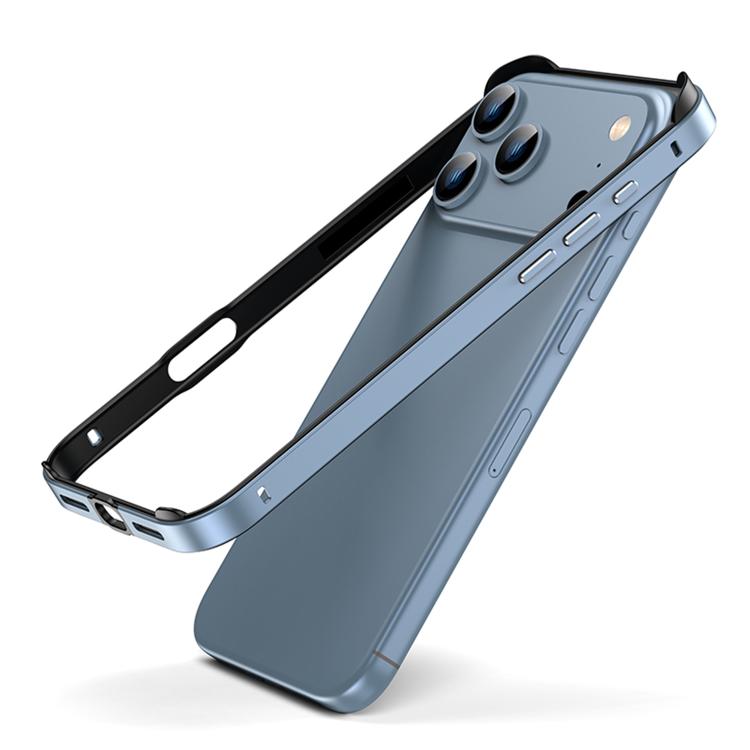For iPhone 17 Pro Metal Hybrid Silicone Four-Corner Shockproof Cooling Phone Frame Case