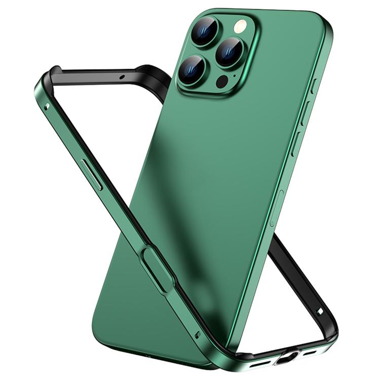 For iPhone 16 Pro Max Metal Hybrid Silicone Four-Corner Shockproof Cooling Phone Frame Case