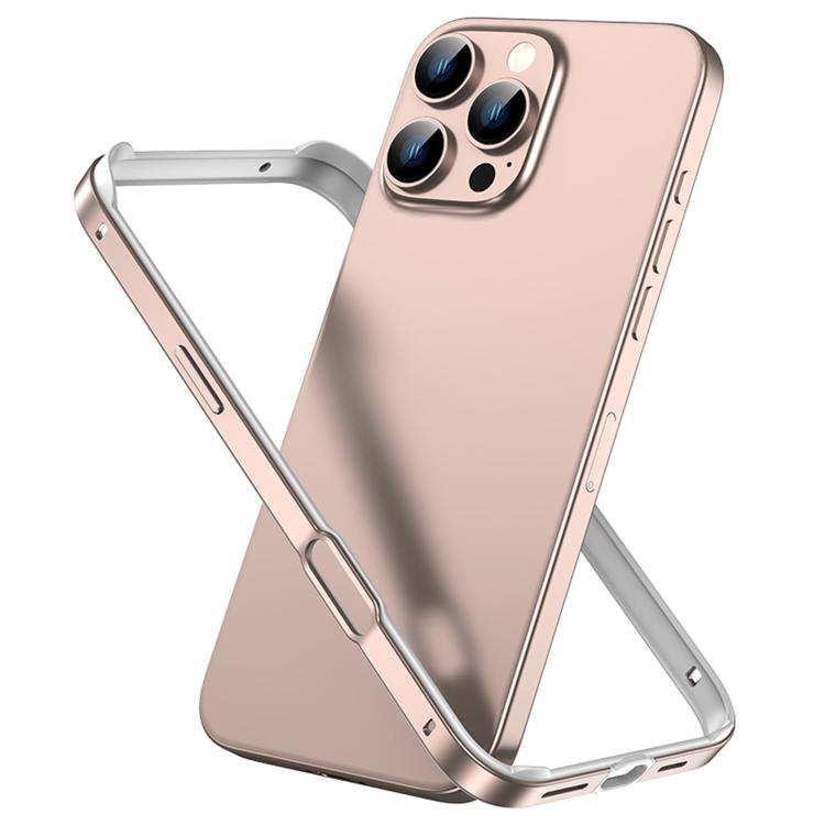 For iPhone 16 Pro Metal Hybrid Silicone Four-Corner Shockproof Cooling Phone Frame Case