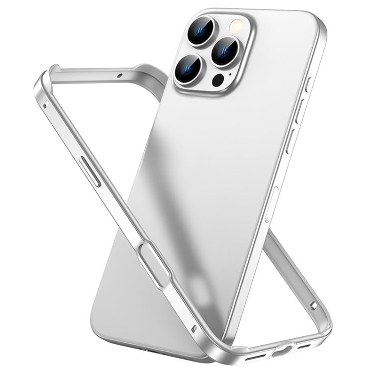 For iPhone 16 Pro Metal Hybrid Silicone Four-Corner Shockproof Cooling Phone Frame Case