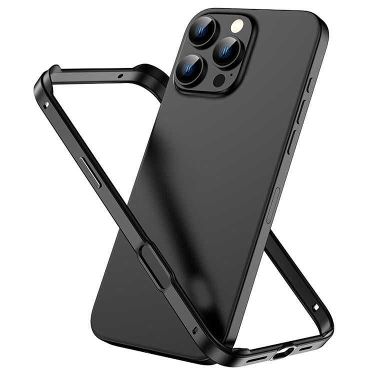 For iPhone 16 Pro Metal Hybrid Silicone Four-Corner Shockproof Cooling Phone Frame Case