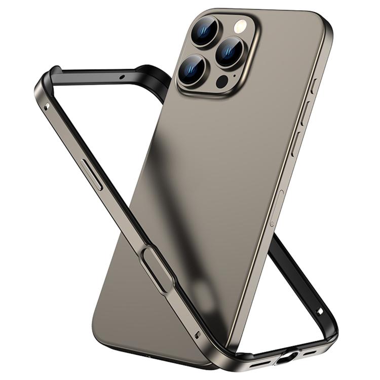 For iPhone 16 Pro Metal Hybrid Silicone Four-Corner Shockproof Cooling Phone Frame Case
