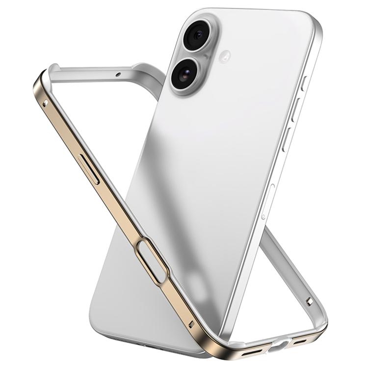 For iPhone 16 Plus Metal Hybrid Silicone Four-Corner Shockproof Cooling Phone Frame Case
