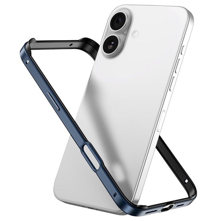 For iPhone 16 Plus Metal Hybrid Silicone Four-Corner Shockproof Cooling Phone Frame Case