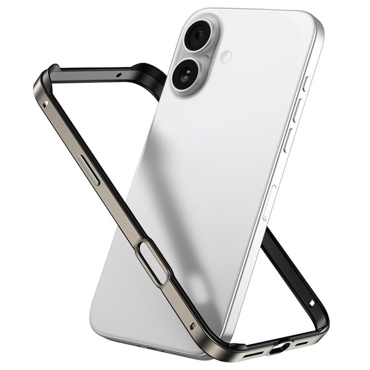 For iPhone 16 Plus Metal Hybrid Silicone Four-Corner Shockproof Cooling Phone Frame Case
