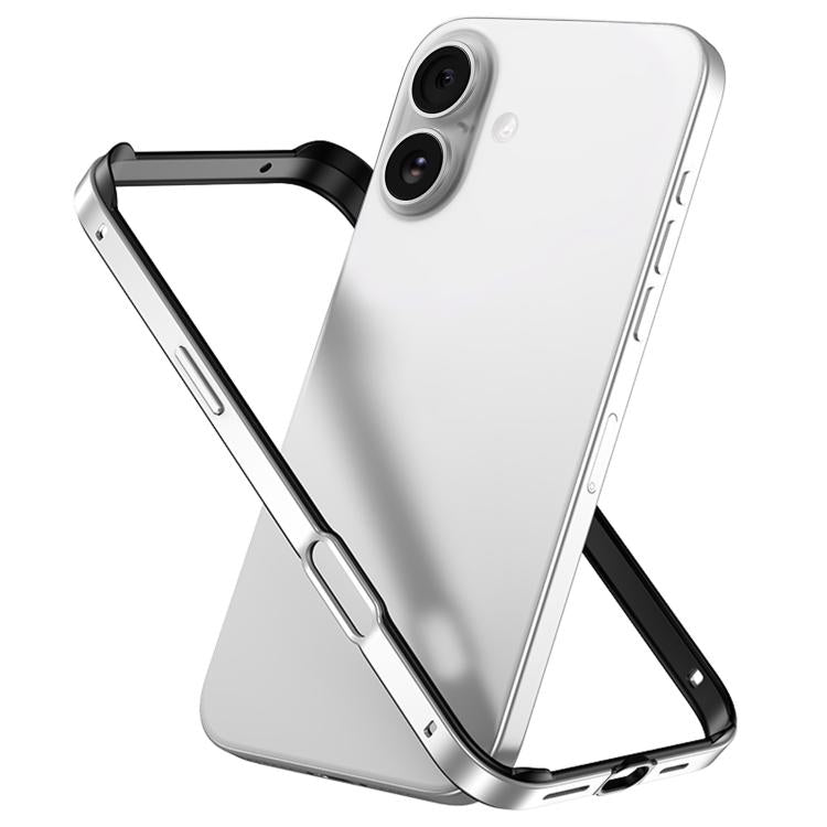 For iPhone 16 Plus Metal Hybrid Silicone Four-Corner Shockproof Cooling Phone Frame Case
