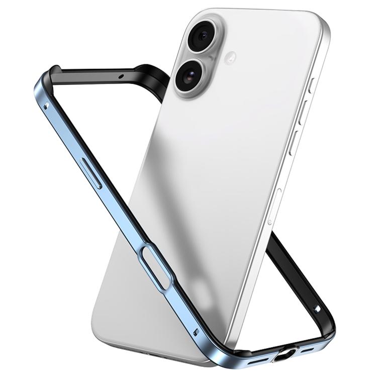 For iPhone 16 Plus Metal Hybrid Silicone Four-Corner Shockproof Cooling Phone Frame Case