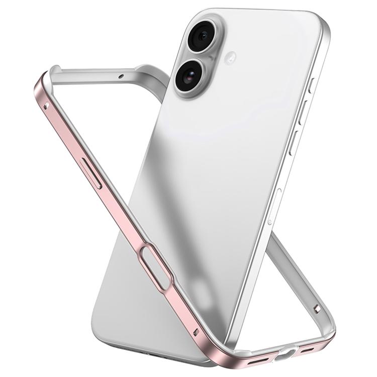 For iPhone 16 Metal Hybrid Silicone Four-Corner Shockproof Cooling Phone Frame Case