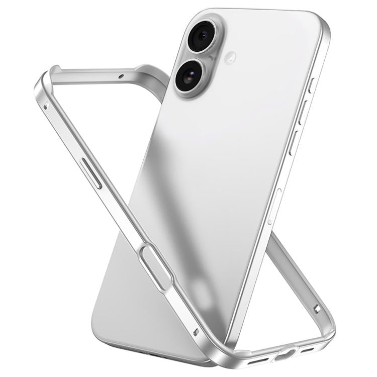 For iPhone 16 Metal Hybrid Silicone Four-Corner Shockproof Cooling Phone Frame Case