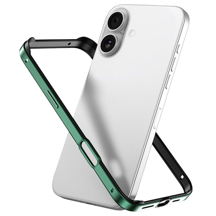 For iPhone 16 Metal Hybrid Silicone Four-Corner Shockproof Cooling Phone Frame Case