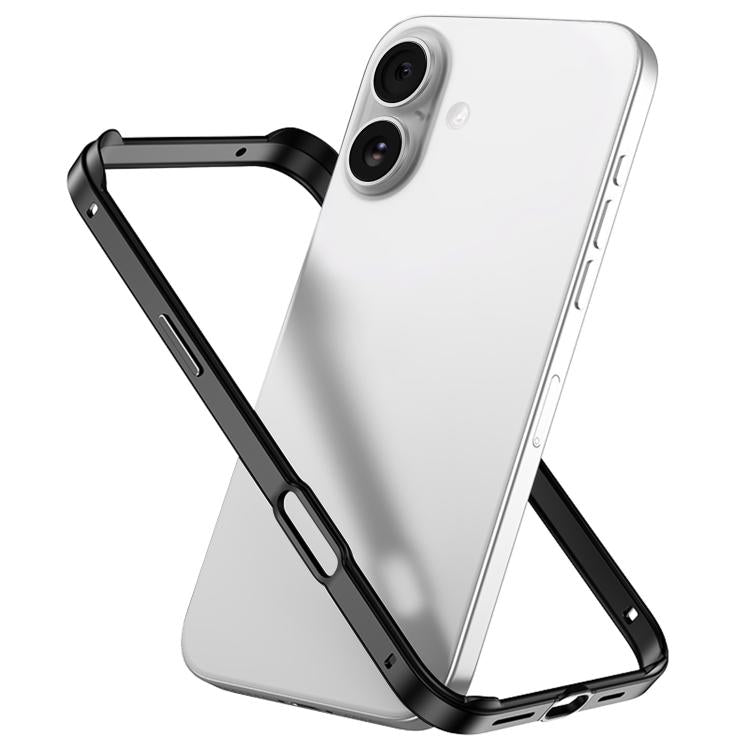 For iPhone 16 Metal Hybrid Silicone Four-Corner Shockproof Cooling Phone Frame Case