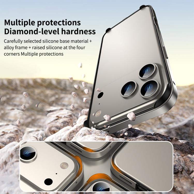 For iPhone 14 Plus Metal Hybrid Silicone Four-Corner Shockproof Cooling Phone Frame Case