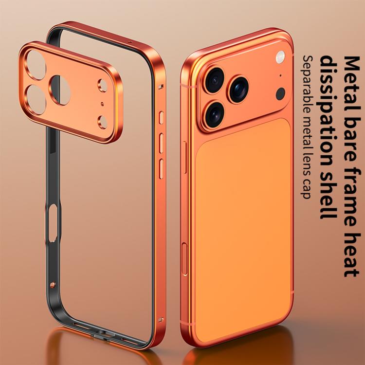 For iPhone 17 Pro Max Aluminum Alloy Hybrid Silicone Edge Thin Cooling Phone Frame Case with Metal Lens Frame