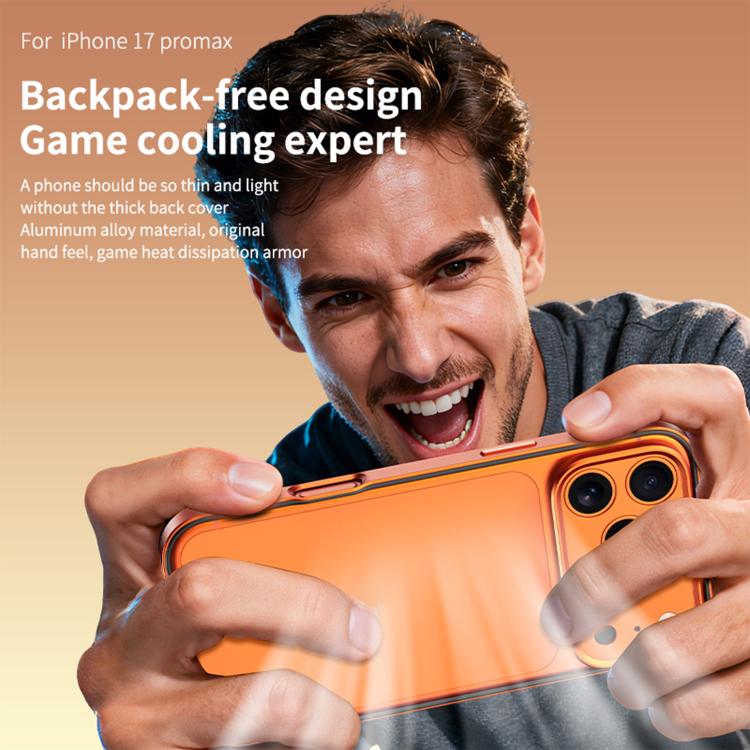 For iPhone 17 Pro Aluminum Alloy Hybrid Silicone Edge Thin Cooling Phone Frame Case with Metal Lens Frame