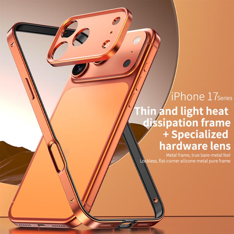 For iPhone 17 Pro Max Aluminum Alloy Hybrid Silicone Edge Thin Cooling Phone Frame Case with Metal Lens Frame