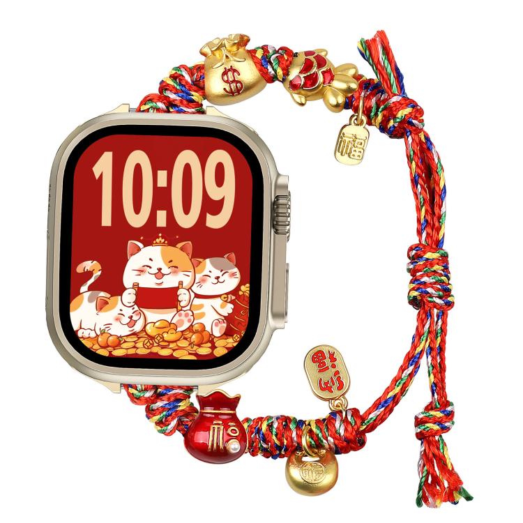 For Apple Watch 42mm / 41mm / 40mm / 38mm New Year Beaded Rope Braided Watch Band