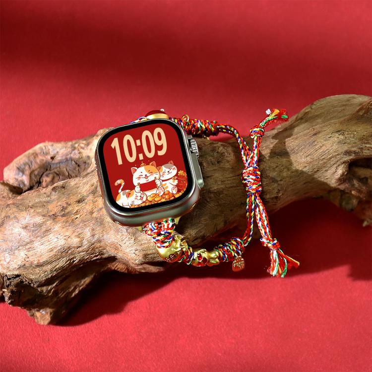 For Apple Watch 42mm / 41mm / 40mm / 38mm New Year Beaded Rope Braided Watch Band