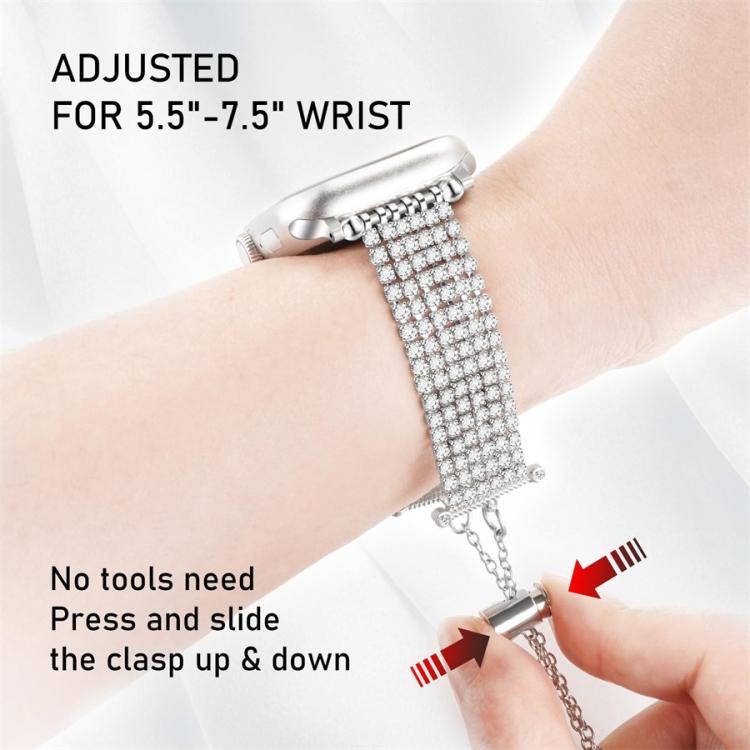 For Apple Watch 42mm / 41mm / 40mm / 38mm Luxury Clasp Chain Diamond Metal Watch Band