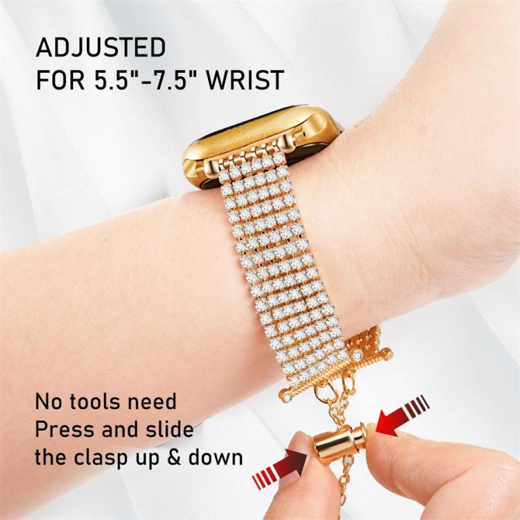 For Apple Watch 42mm / 41mm / 40mm / 38mm Luxury Clasp Chain Diamond Metal Watch Band