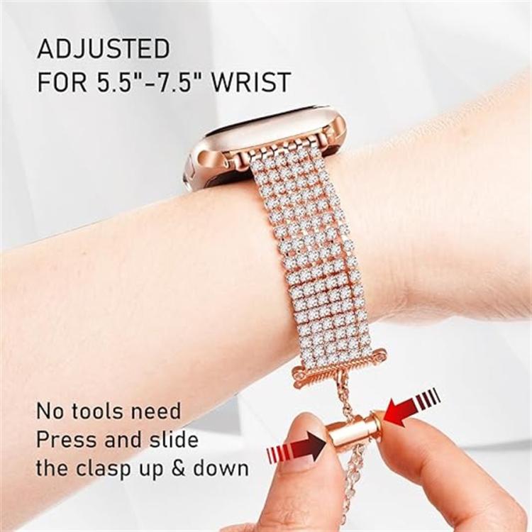 For Apple Watch 42mm / 41mm / 40mm / 38mm Luxury Clasp Chain Diamond Metal Watch Band