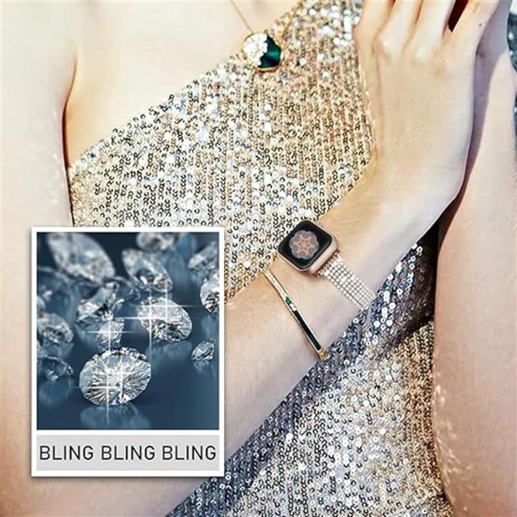 For Apple Watch 42mm / 41mm / 40mm / 38mm Luxury Clasp Chain Diamond Metal Watch Band