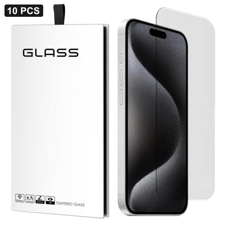 For iPhone 15 Pro Max 10pcs 3D Large Arc Half-Screen No White Border High-Aluminum Thick Adhesive HD Tempered Glass Film